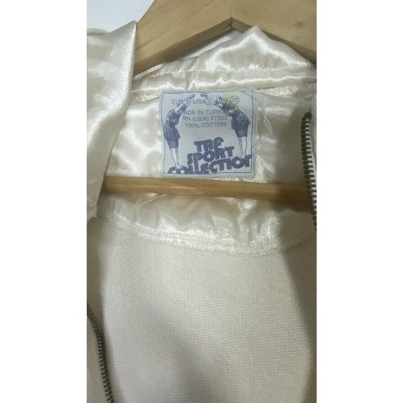 Try Sport Collection Crop Sport Beige Full Zip Embroidery Hooded Jacket SZ SMALL - Picture 4 of 6